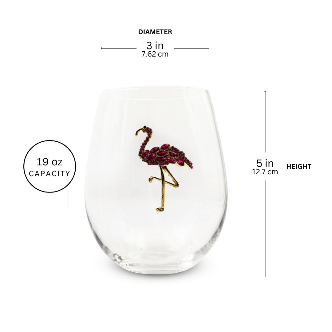 Jeweled Flamingo Wine Glass