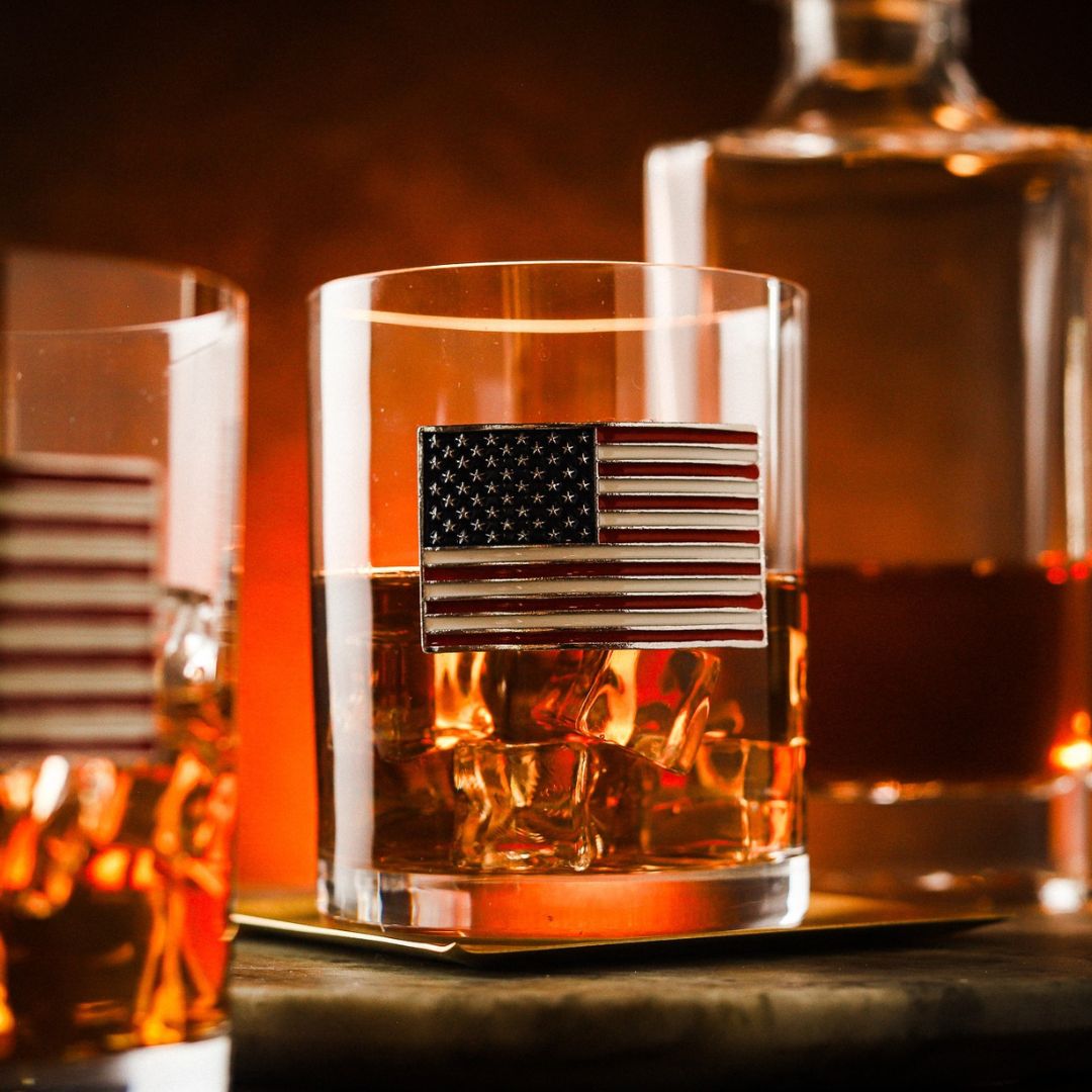 USA Flag Decanter & Whiskey Glass Set