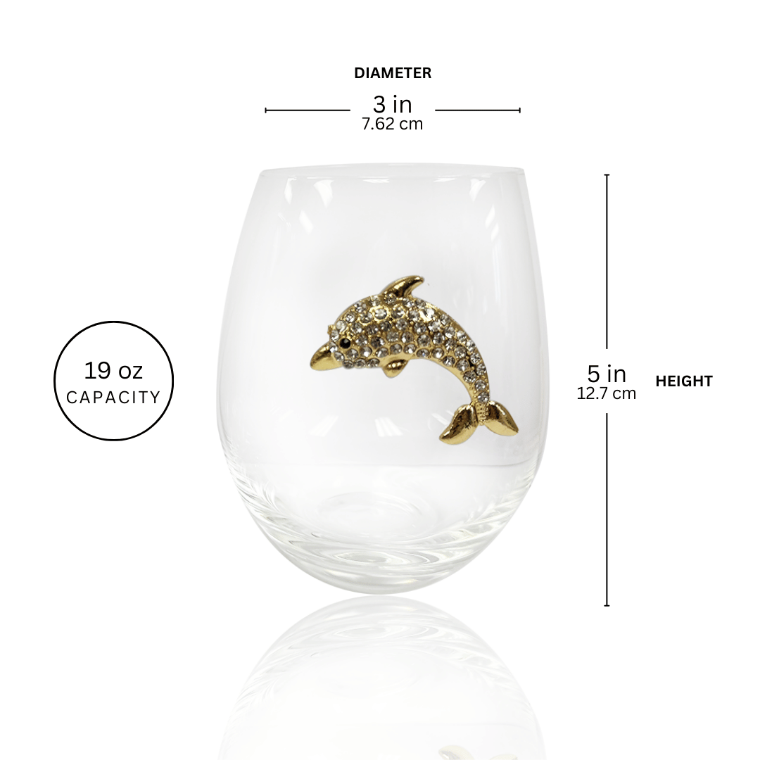 Jeweled Dolphin Stemless Glass