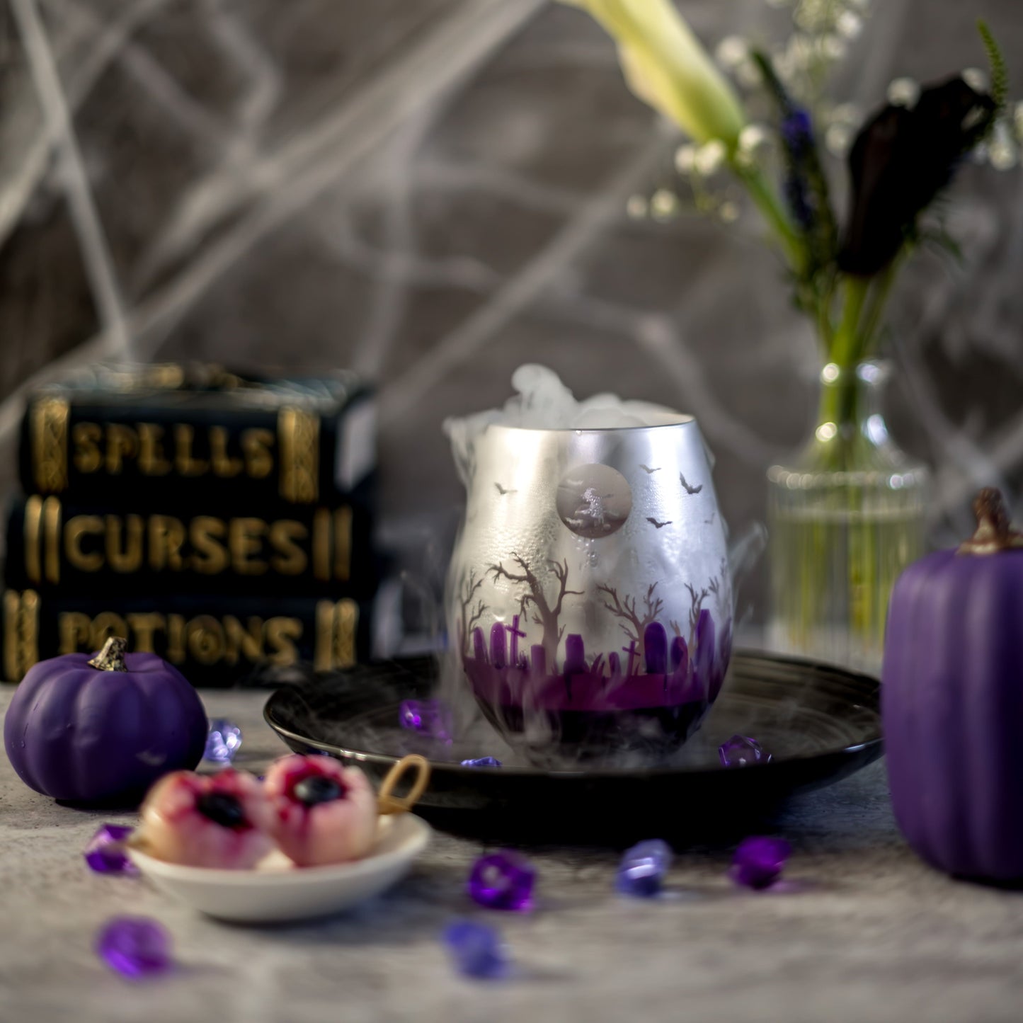 Purple Halloween Stemless Glasses
