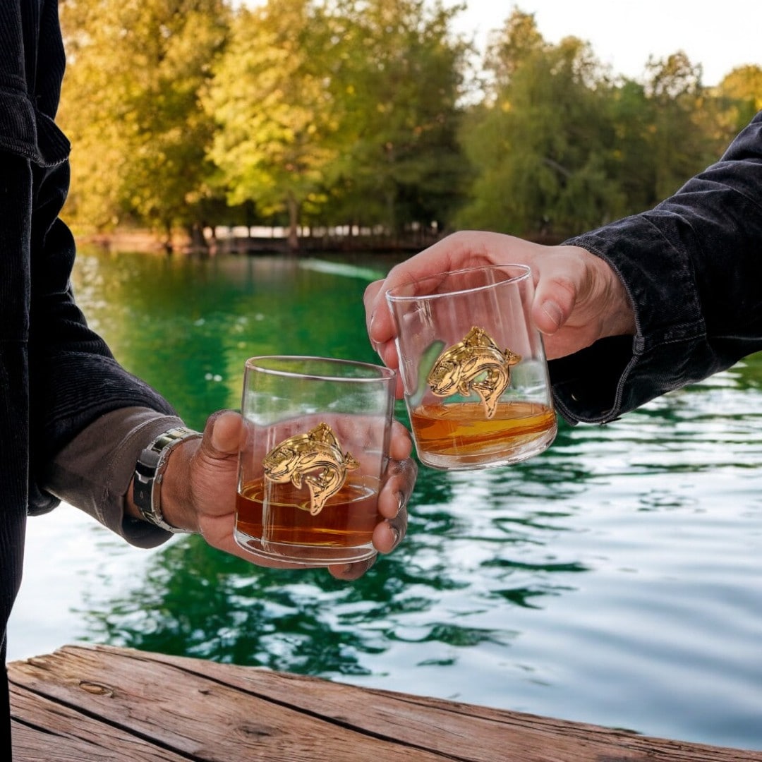 Gold Fish Whiskey Glasses