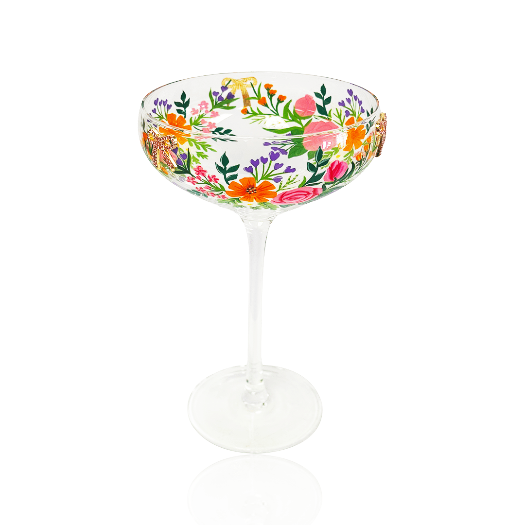 Floral & Bowtie Coupe Glasses