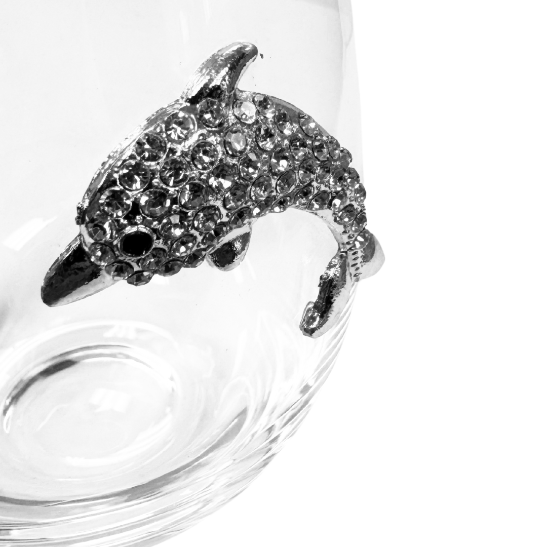 Jeweled Dolphin Stemless Glass