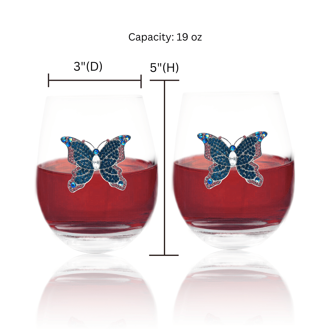 Jeweled Butterfly Stemless Glass