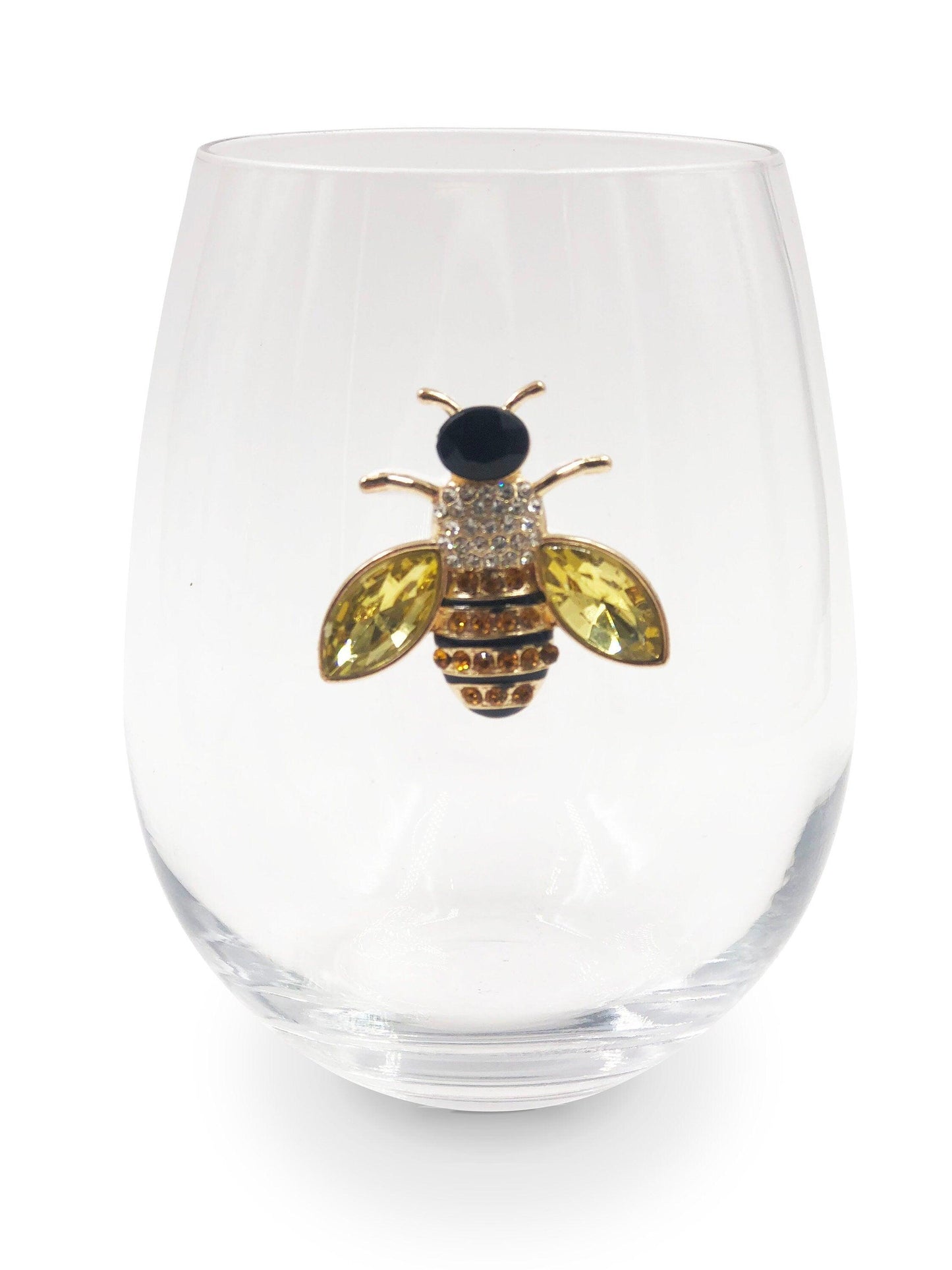 bee stemless wine glasses, bee glasses, bee wine glasses, bee glass, bee wine glass, bedazzled wine glasses