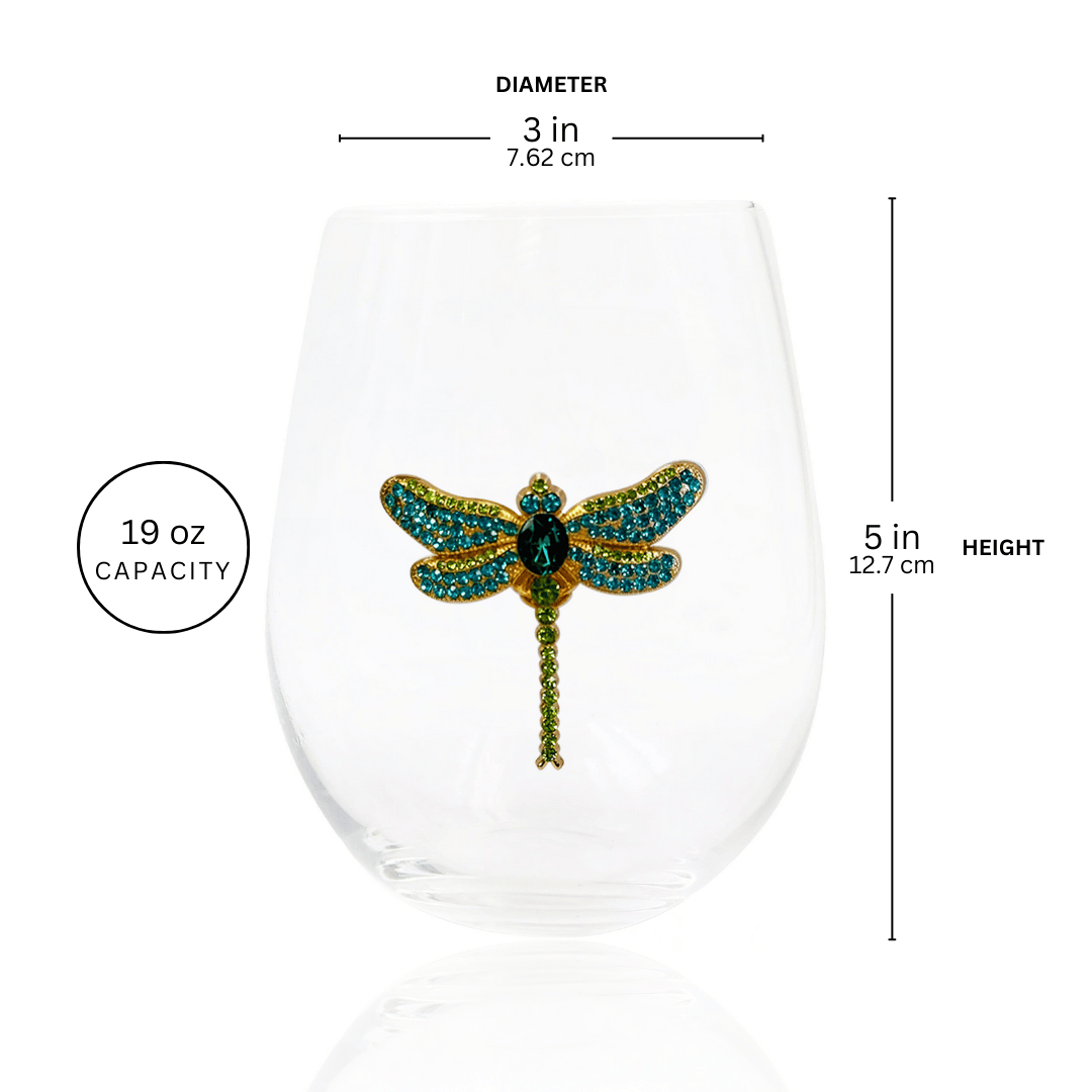Jeweled Dragon Fly Wine Glass