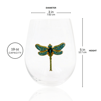 Jeweled Dragon Fly Wine Glass