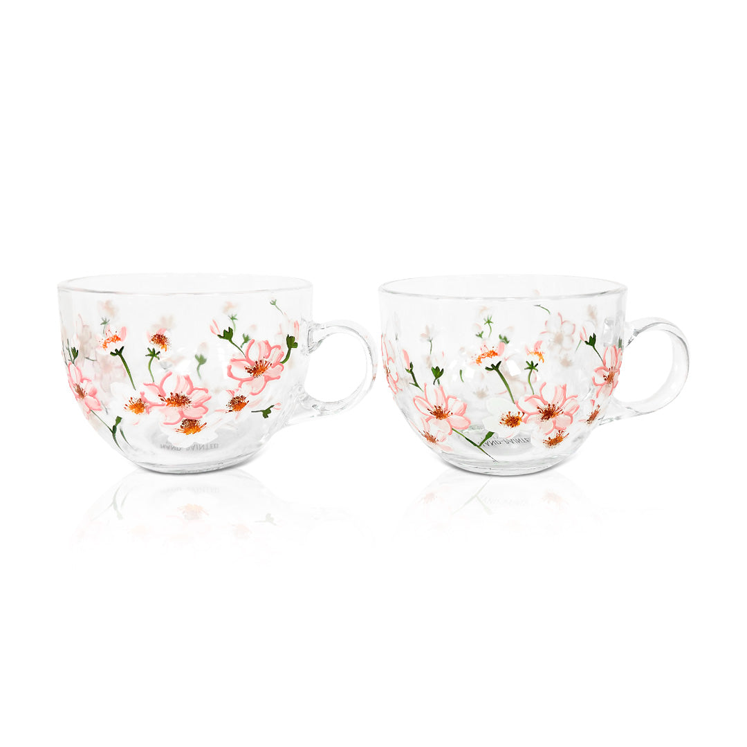 Painted Cherry Blossom Mugs