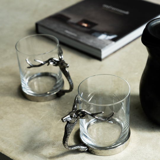 Handmade whiskey glasses, Whiskey glass set, Stag head glasses, Deer antler glasses, Whiskey gift set, Whiskey accessories, unique mugs, spirit glasses
