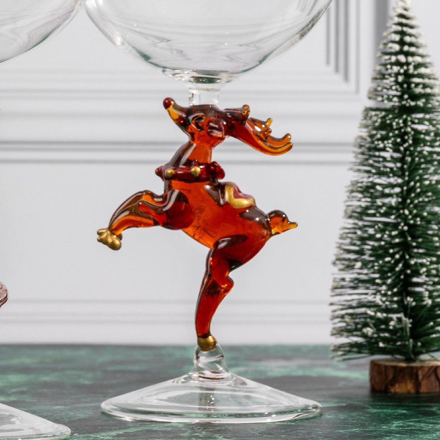 3D Stemmed Reindeer Wine Glasses
