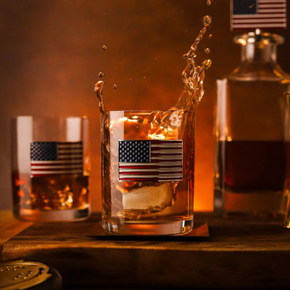 USA Flag Decanter & Whiskey Glass Set