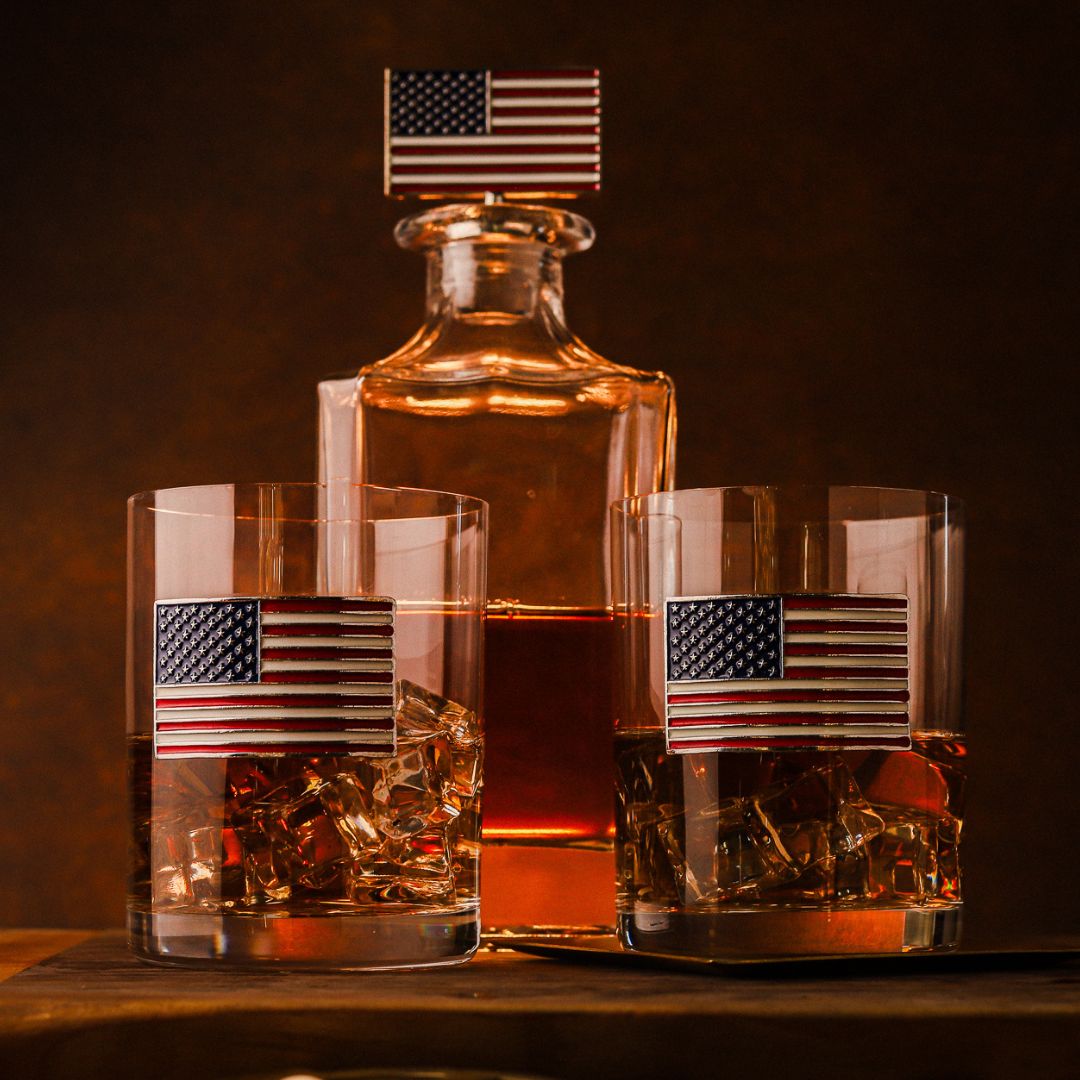 USA Flag Decanter & Whiskey Glass Set