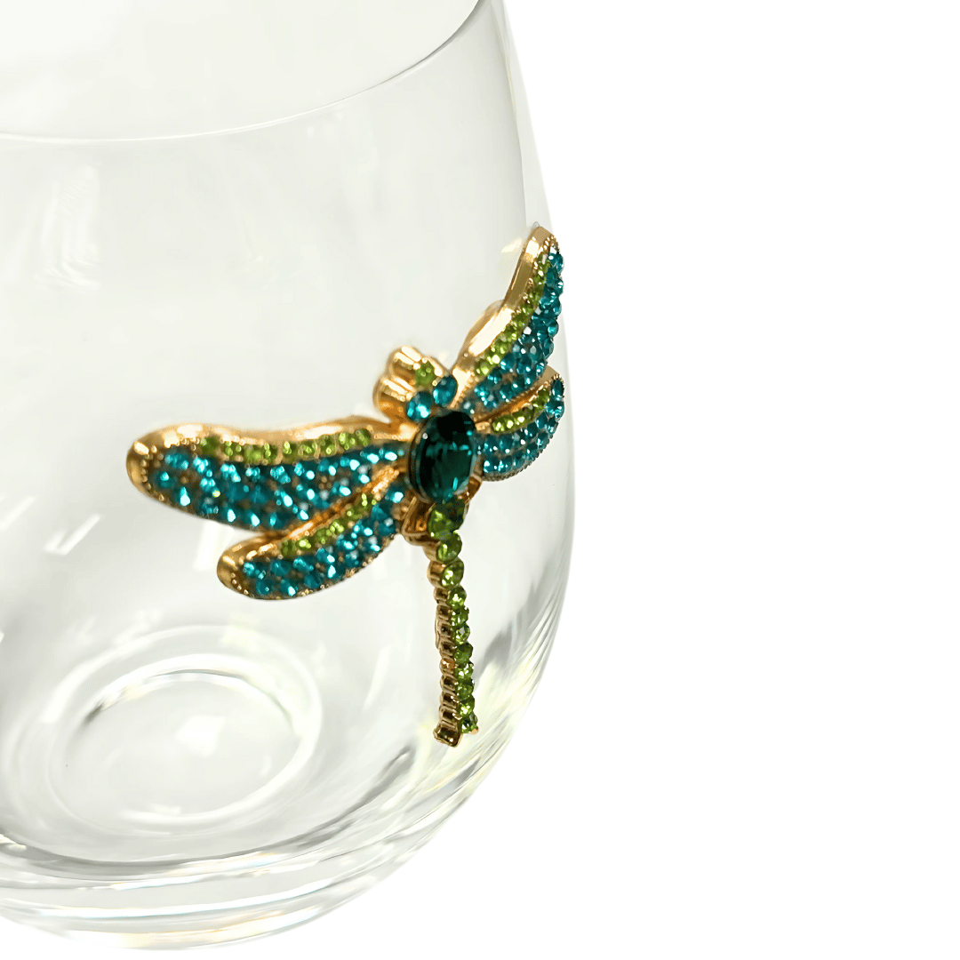 Jeweled Dragon Fly Wine Glass