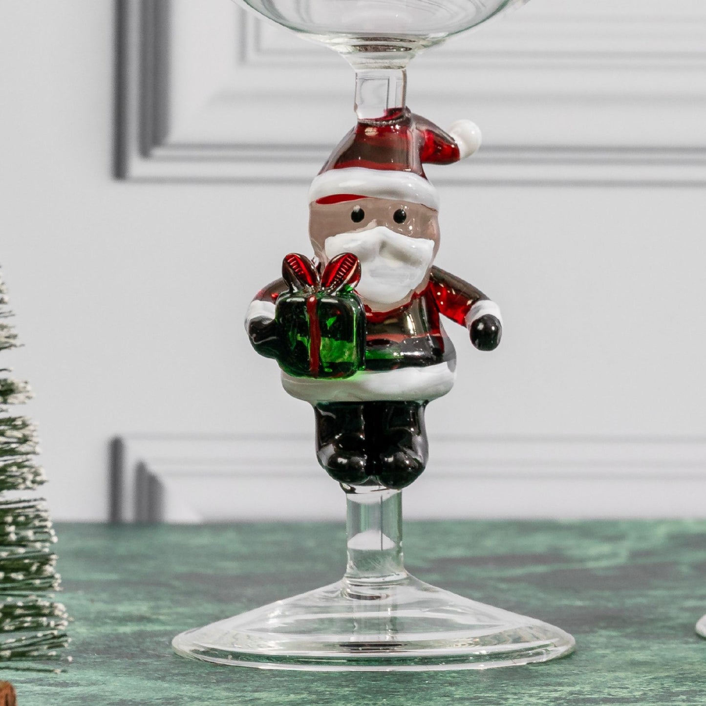 3D Stemmed Santa Wine Glasses