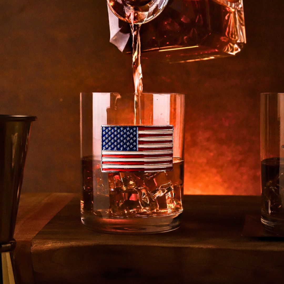 USA Flag Decanter & Whiskey Glass Set