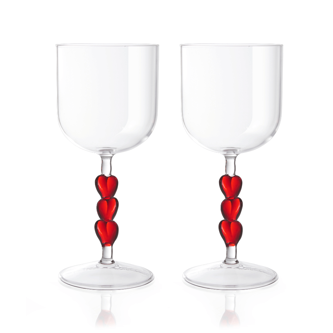 3d Red Heart Wine Glasses