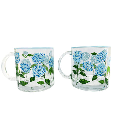 Painted Blue Hydrangea Mugs