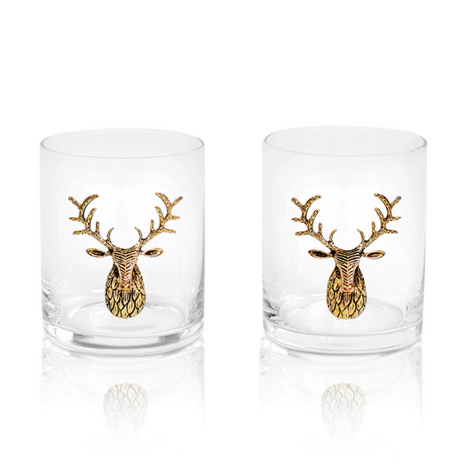 stag whiskey glass, stag glasses, stag whiskey glass set, stag whiskey glasses, gold whiskey glass, gold whiskey glasses
