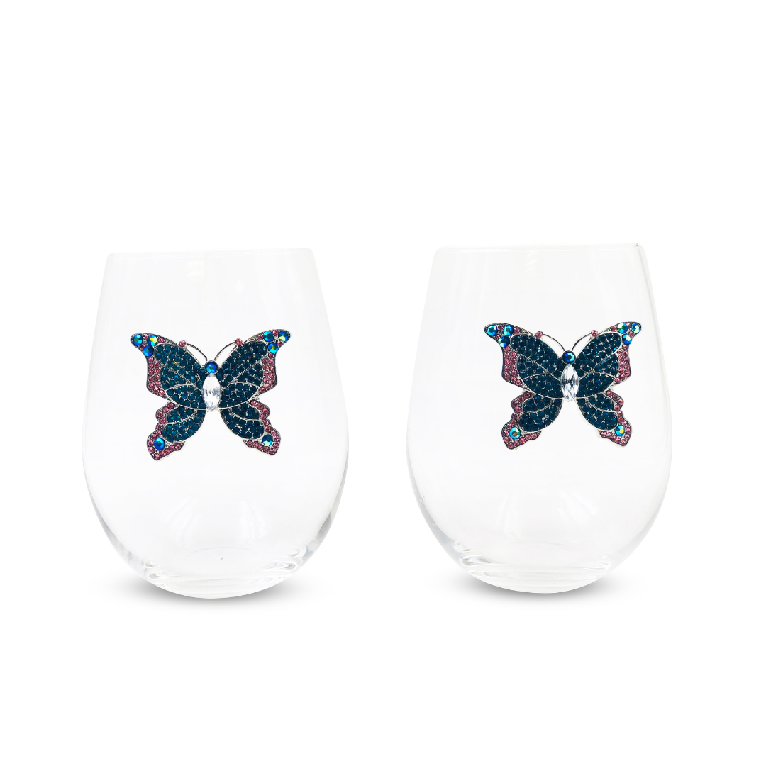 Jeweled Butterfly Stemless Glass