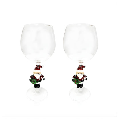 3D Stemmed Santa Wine Glasses