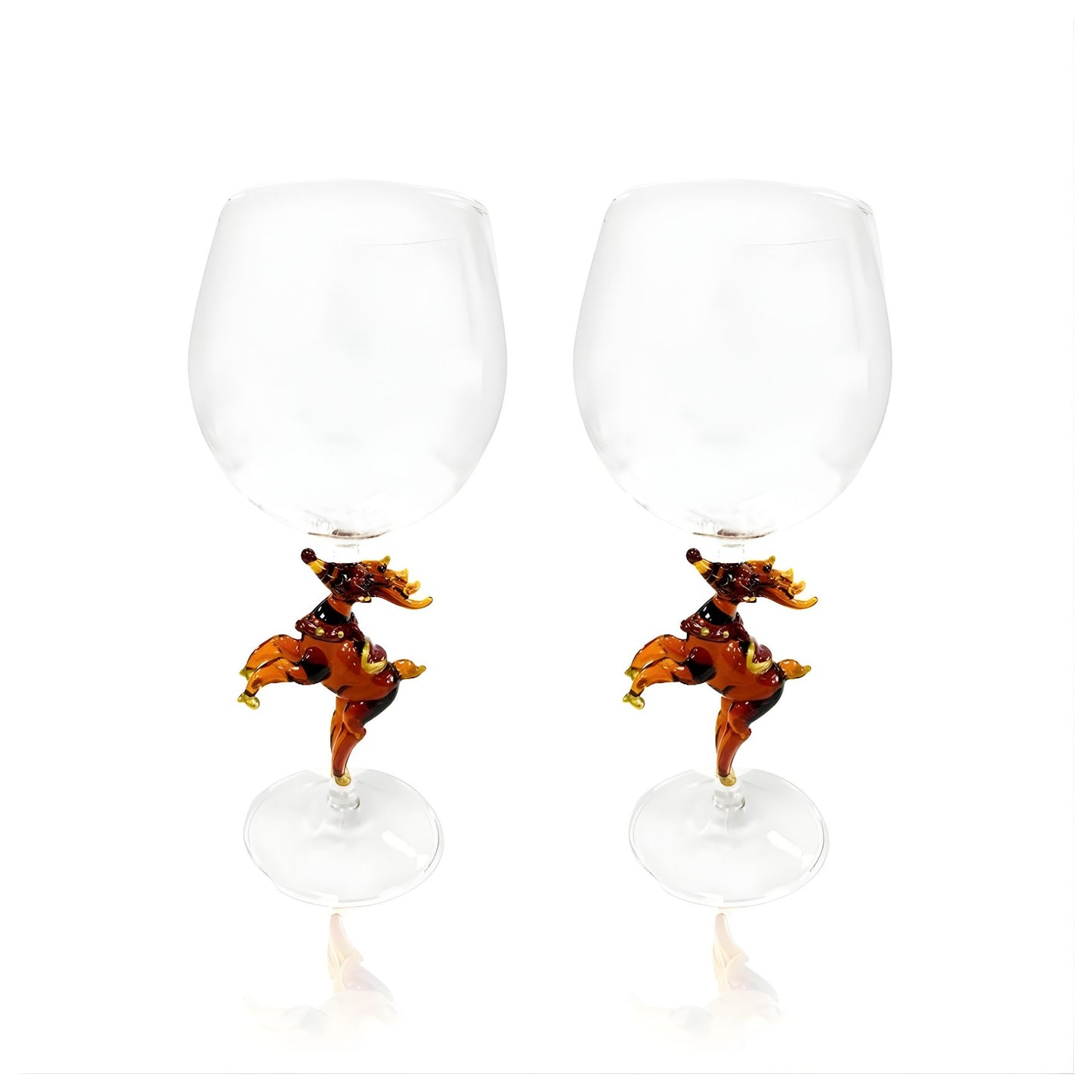 3D Stemmed Reindeer Wine Glasses