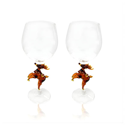 3D Stemmed Reindeer Wine Glasses