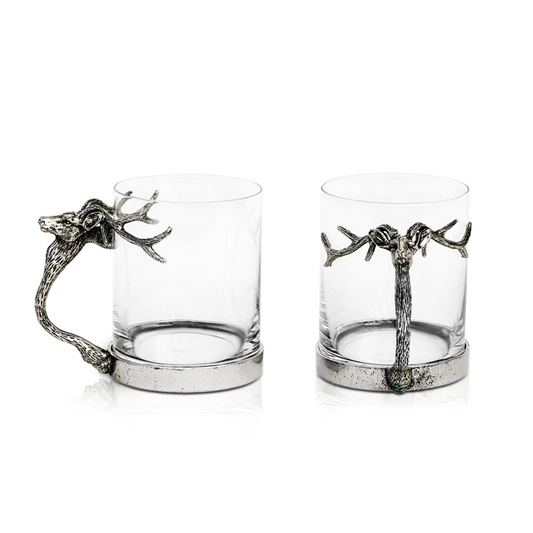 deer whiskey glass, deer whiskey glass set, home bar glassware, home bar glassware set, Whiskey glasses, Stag design, unique mugs, spirit glasses