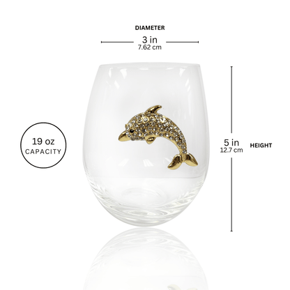 Jeweled Dolphin Stemless Glass