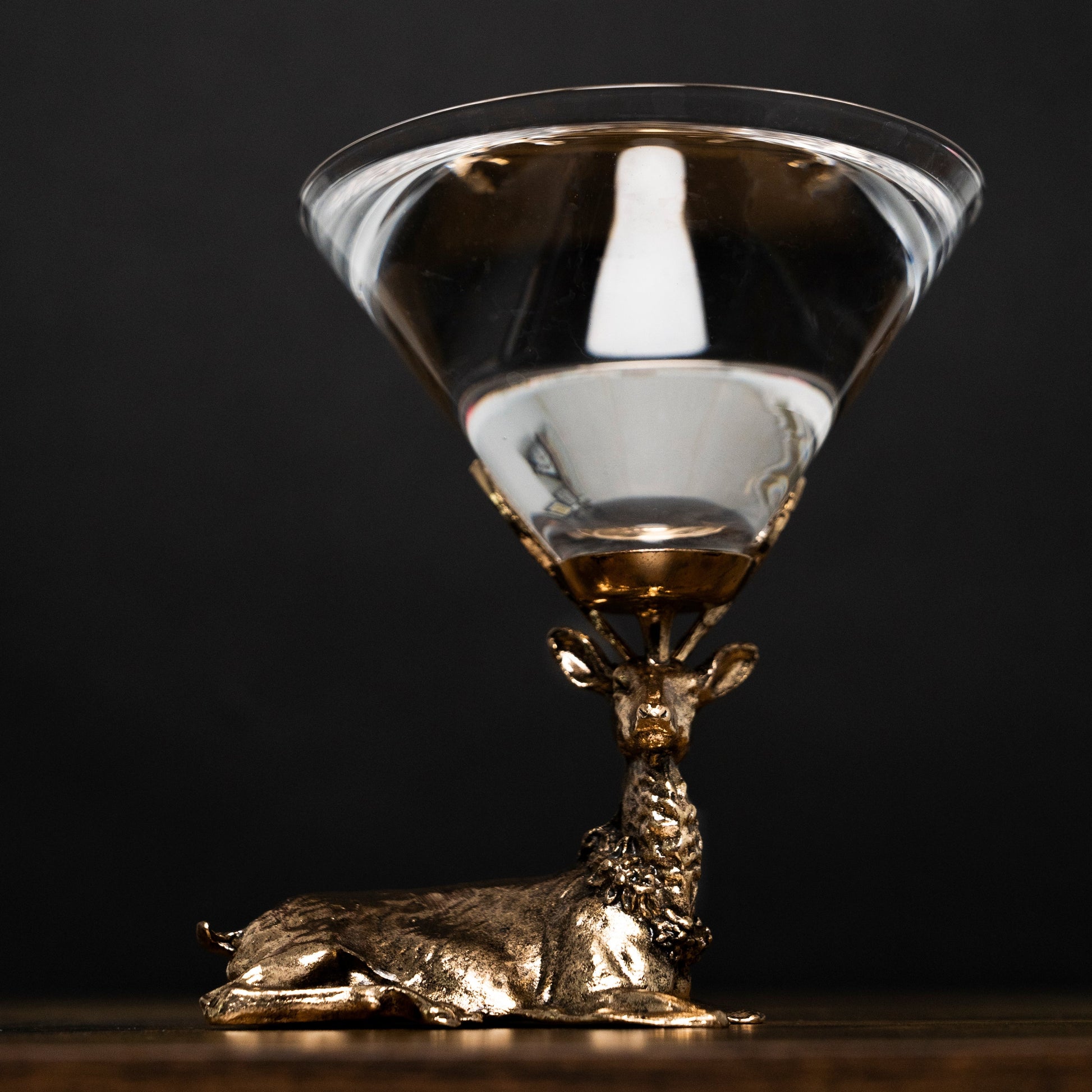 Modern Martini Glasses, Metallic Gold Tone Cocktail Glass 8-ounces, Set of 2