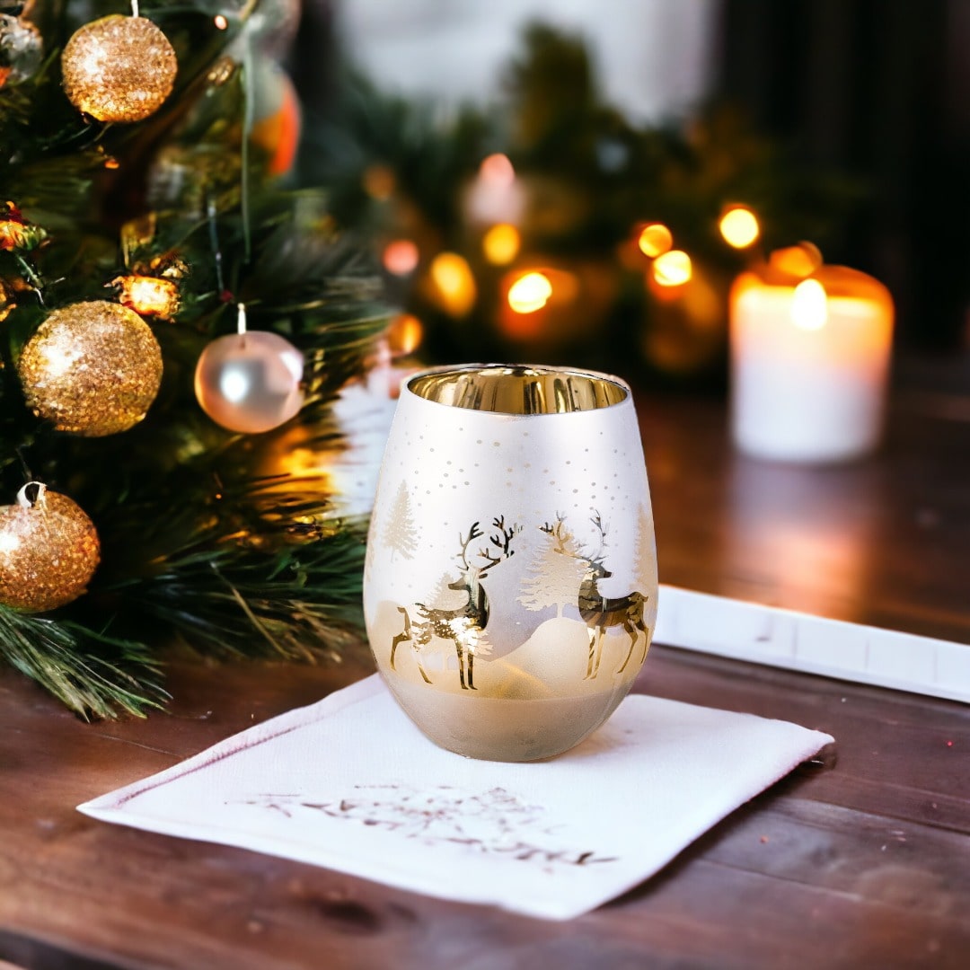 Silver Christmas Stemless Wine Glasses  Christmas Wine Glasses – Jersey  Art Glass