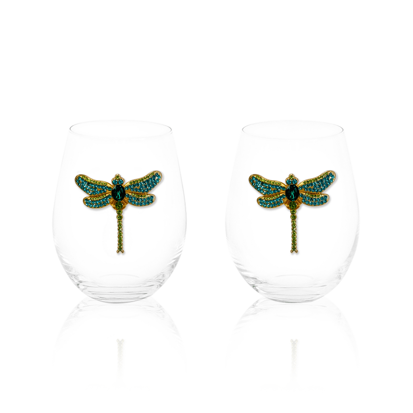 Jeweled Dragon Fly Wine Glass