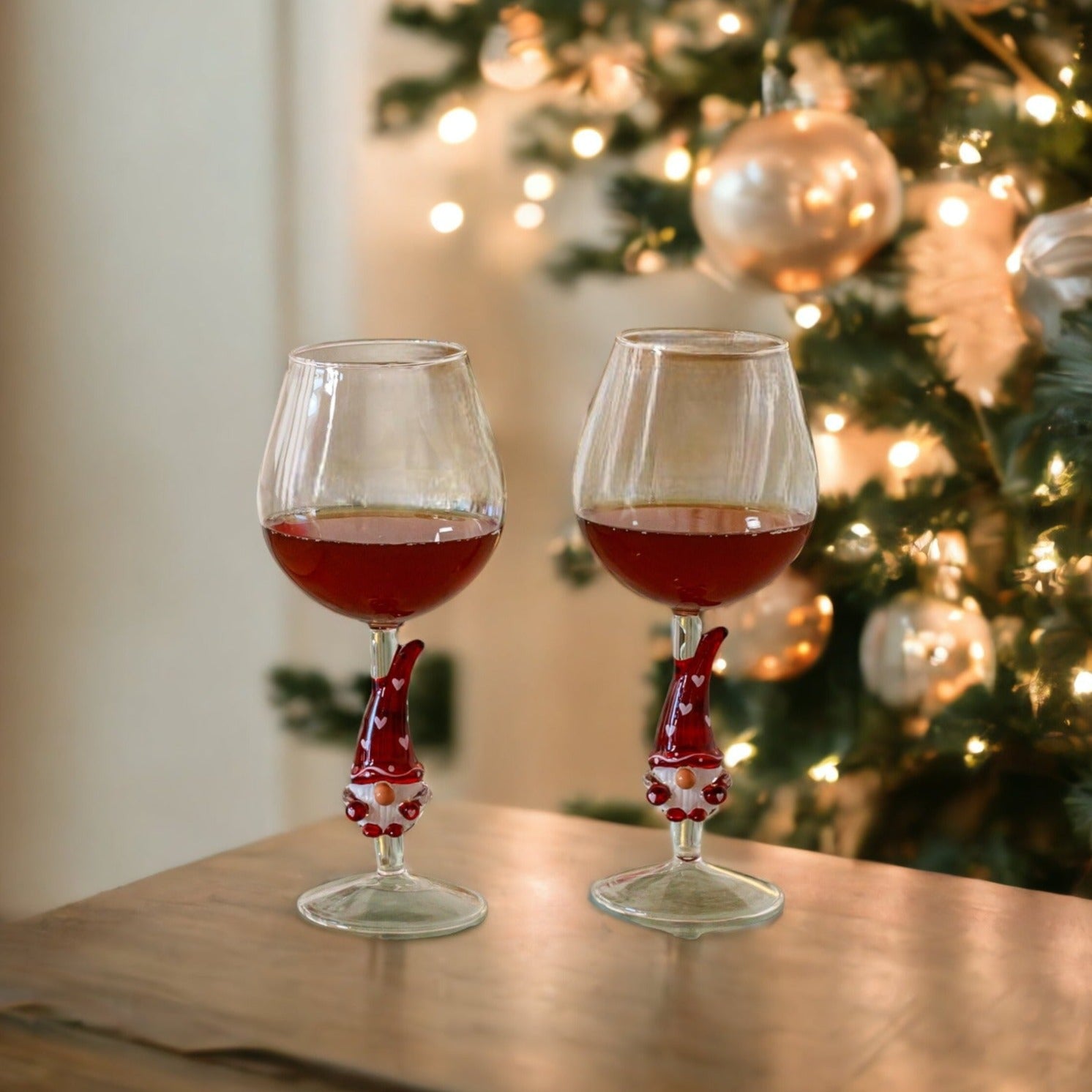 Christmas Wine Glasses | Figural Gnome Stemmed Wine Glass | Christmas Gifts for Her | Gnome Gifts store | Christmas Gnome