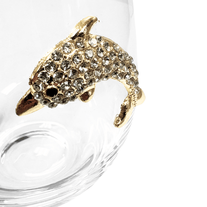 Jeweled Dolphin Stemless Glass