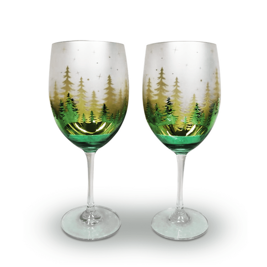 green glassware, fun wine glasses gifts, holiday glassware christmas, wine glass gift box, wine glass gift for her,