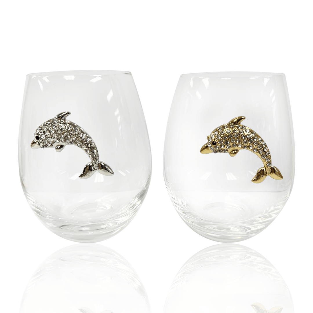 Jeweled Dolphin Stemless Glass