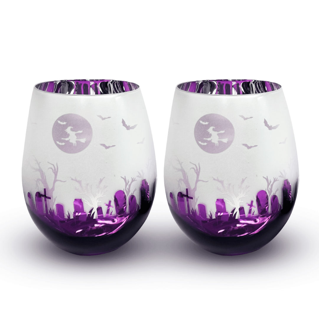 Purple Halloween Stemless Glasses