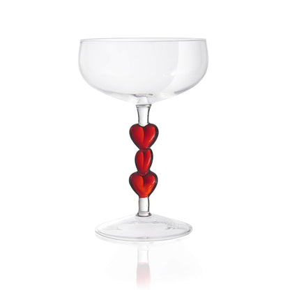 3D Red Heart Coupe Cocktail Glasses