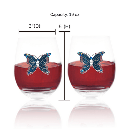 Jeweled Butterfly Stemless Glass
