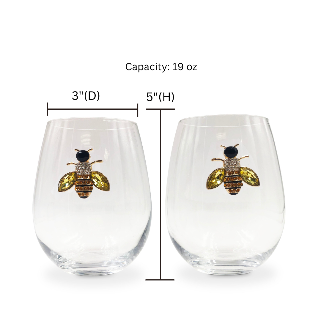 Fancy Orchids with Bees Wine glasses