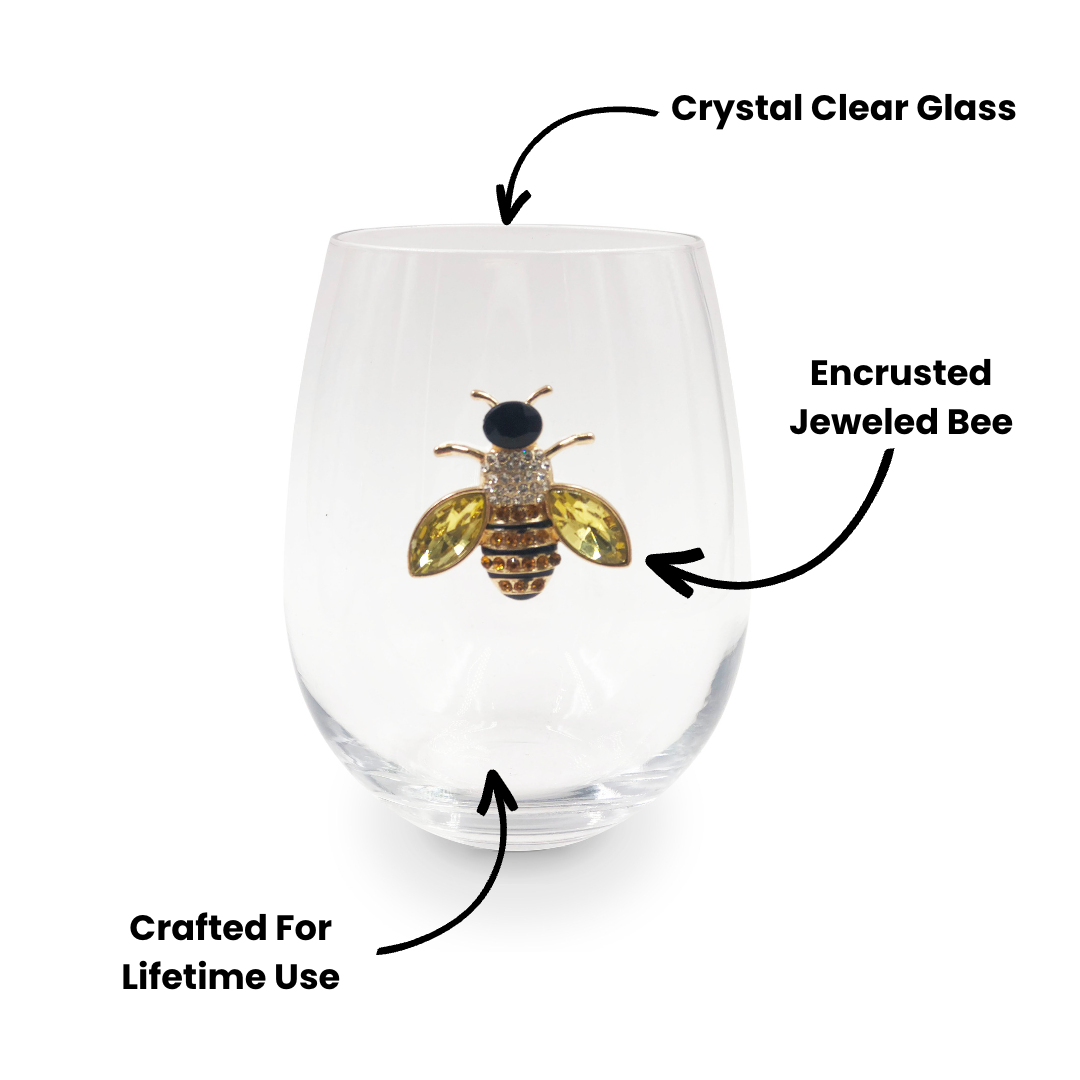 Bedazzled Bee Wine Glasses