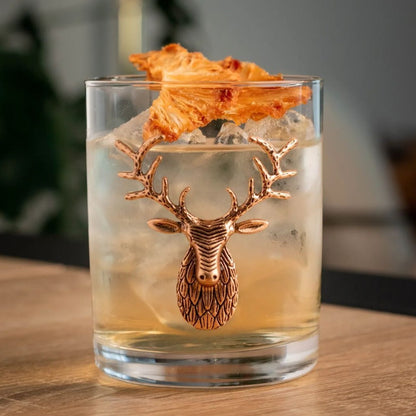 Gold Stag Deer Whiskey Glasses