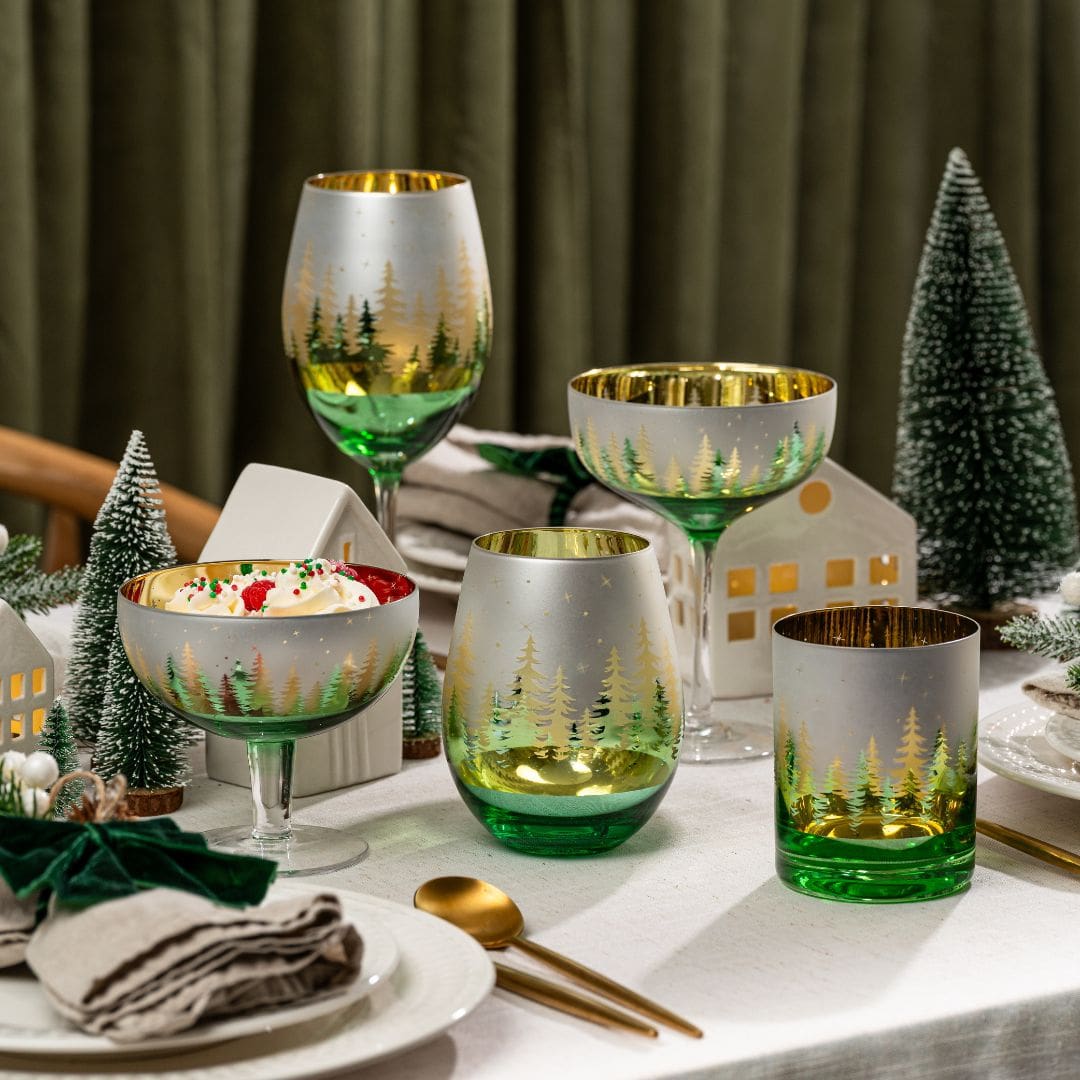 Green Pine Tree Whiskey Glasses