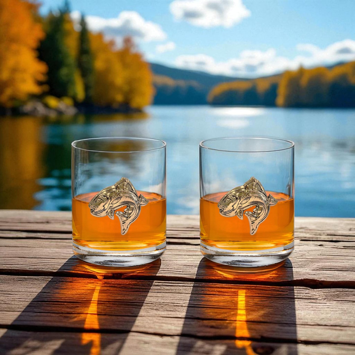 Gold Fish Whiskey Glasses