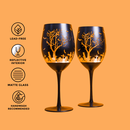 Halloween Wine Glass (Set of 2) | Barware Set | DIY Halloween Decor | Halloween Tumbler | Halloween Mug | Halloween Cups | Halloween Party