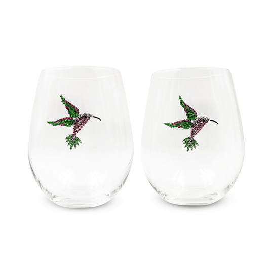 Jeweled Hummingbird Wine Glass