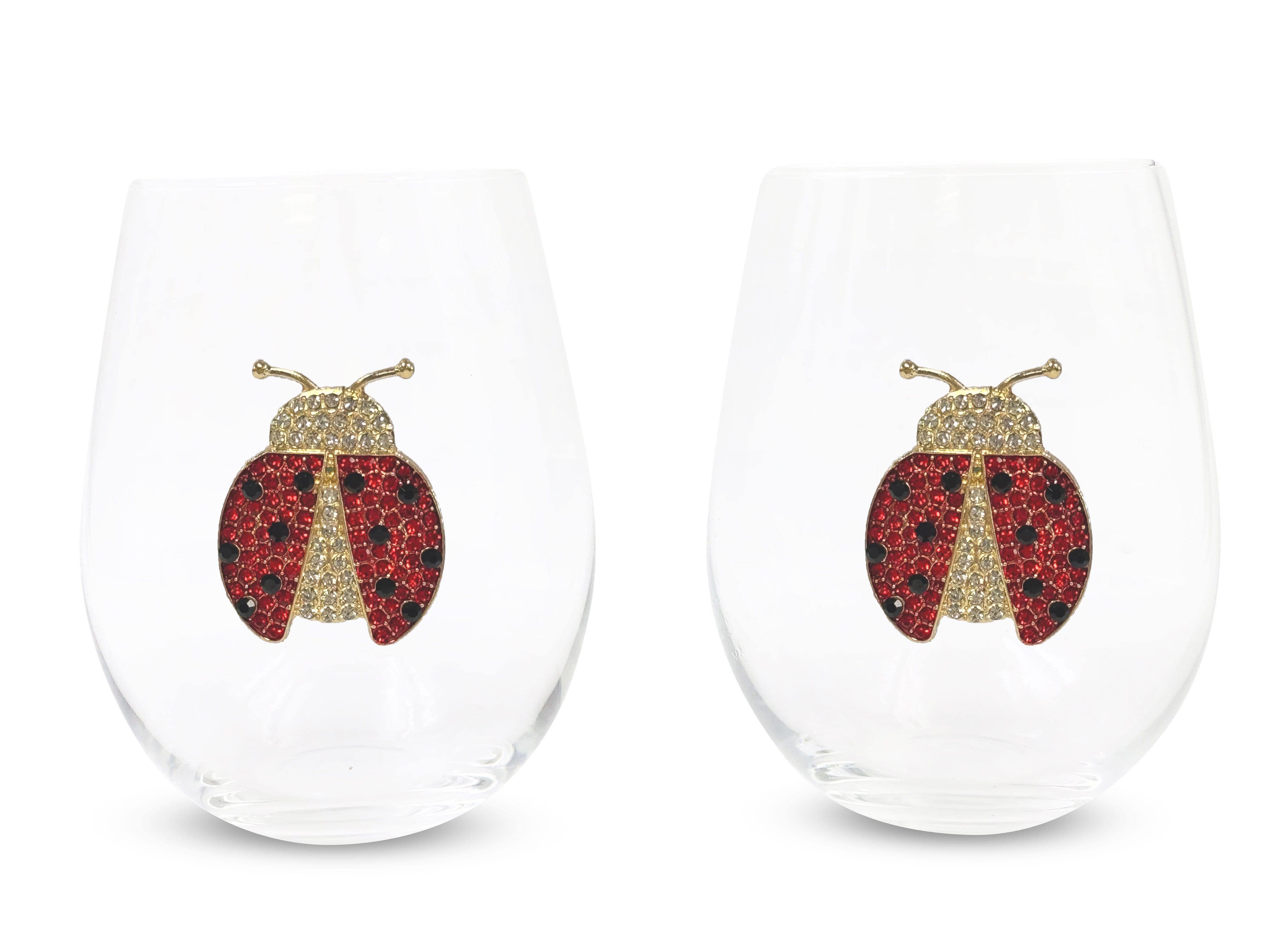 Jeweled Ladybug Wine Glass