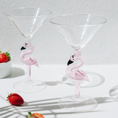 3D Flamingo Martini Glass