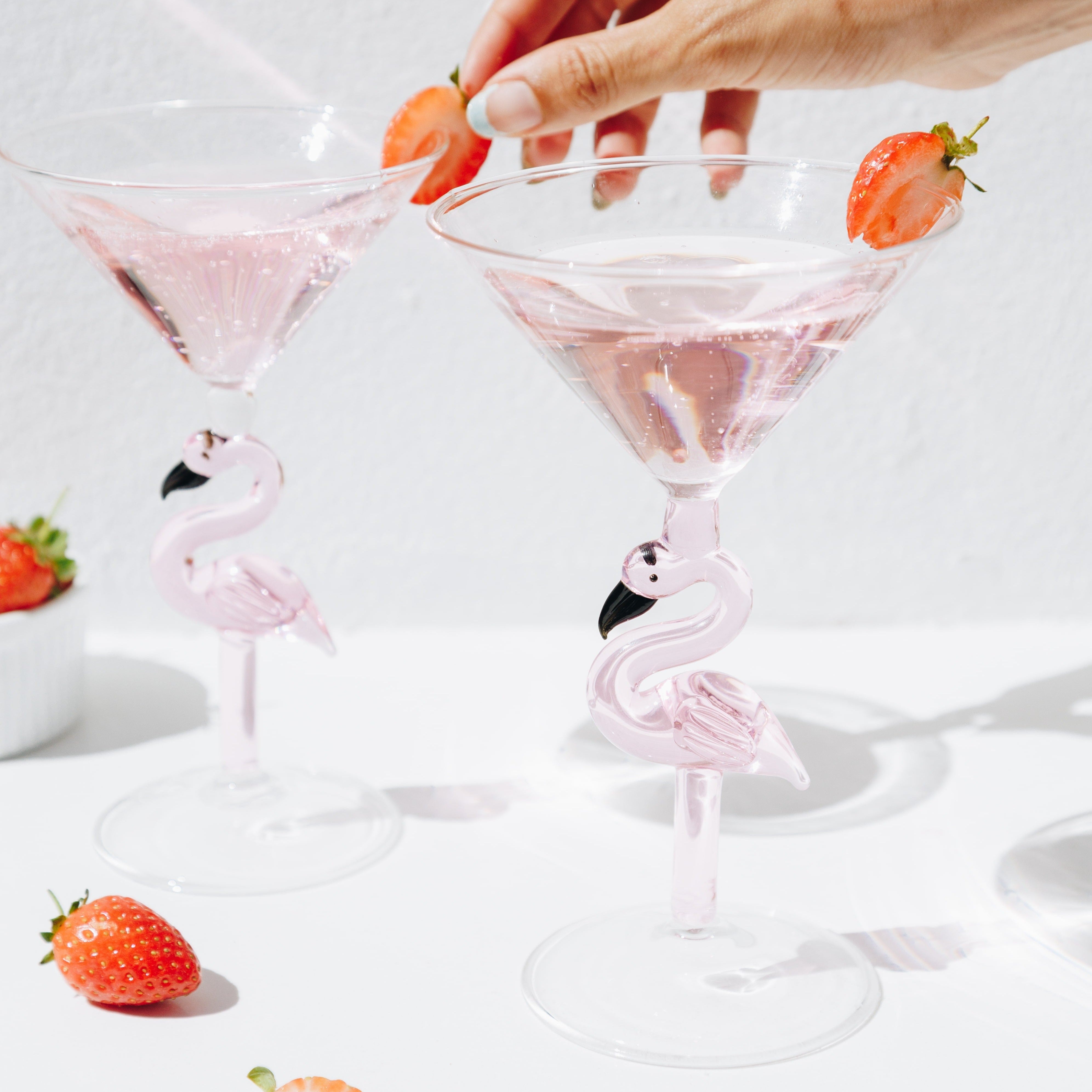 3D Flamingo Martini Glass