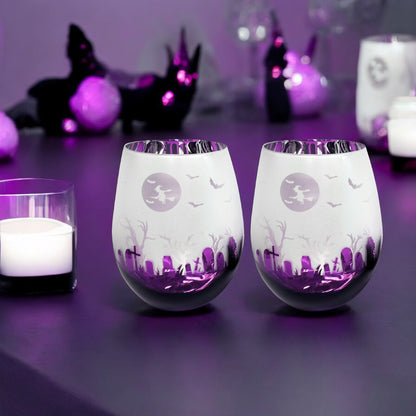 Purple Halloween Stemless Glasses