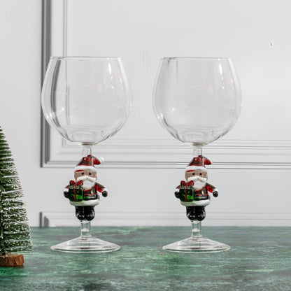 3D Stemmed Santa Wine Glasses